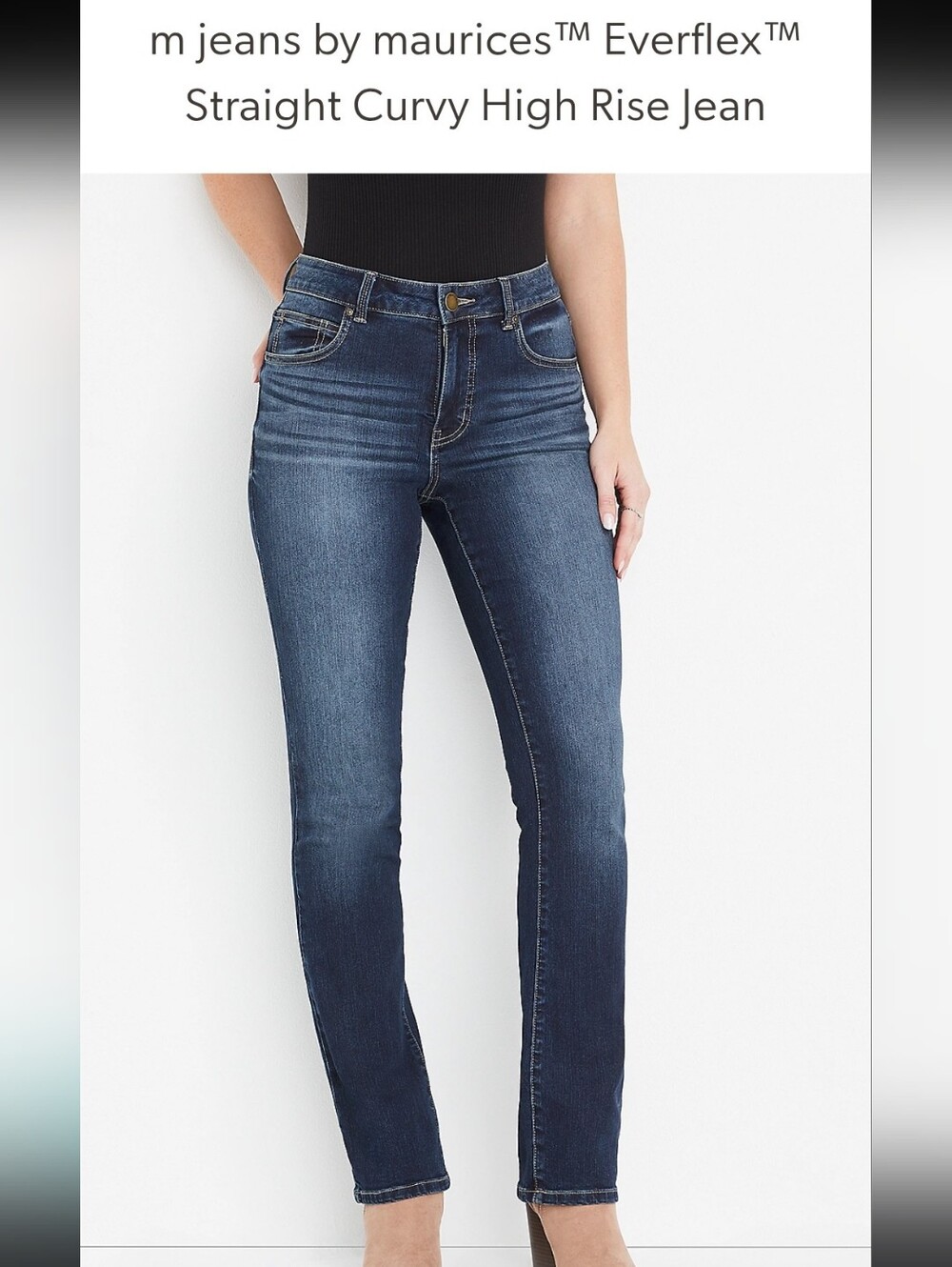 M Jeans By Maurices Ever Flex Dark Blue High-Rise Straight Curvy Jeans 4 Short